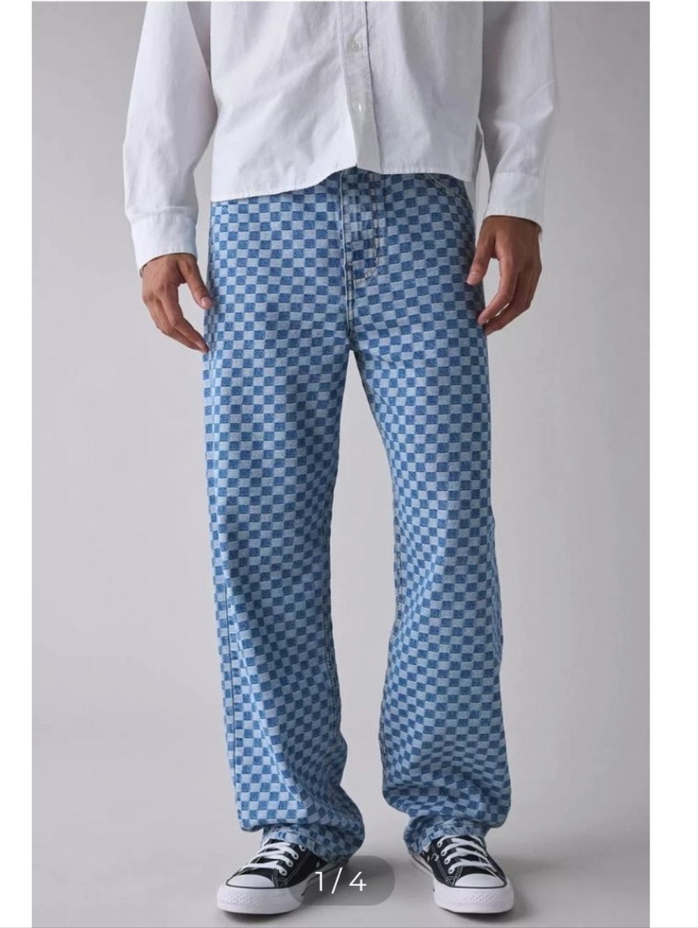 Urban Outfitters BDG Woven Checkered Denim Baggy Skate Fit Pants Size 30
